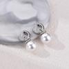 Fashion Round Big Pearl Bead Pendant Drop Hoop Earrings For Women Zinconia Ear Buckle Elegant Wedding Banquet Party Jewelry Gift