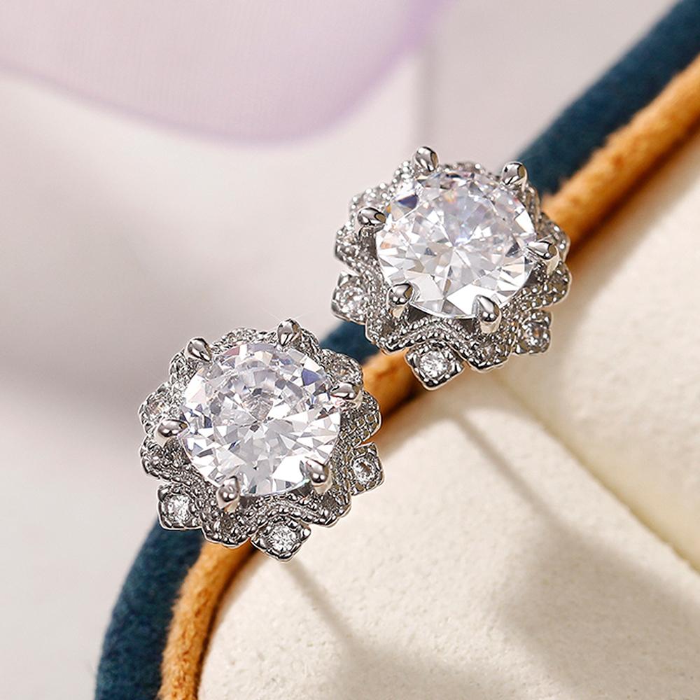 Neue funkelnde Blumen-Design-Zirkonia-Ohrstecker, Temperament-Ohr-Accessoires für Frauen, Party, ausgefallene Mädchen-Geschenk-Schmuck
