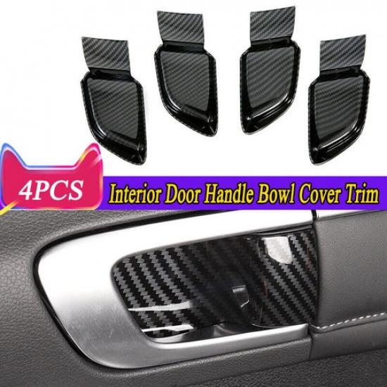 Carbon Fiber Interior Door Handle Bowl Cover Trim For Hyundai Sonata 2020-2024