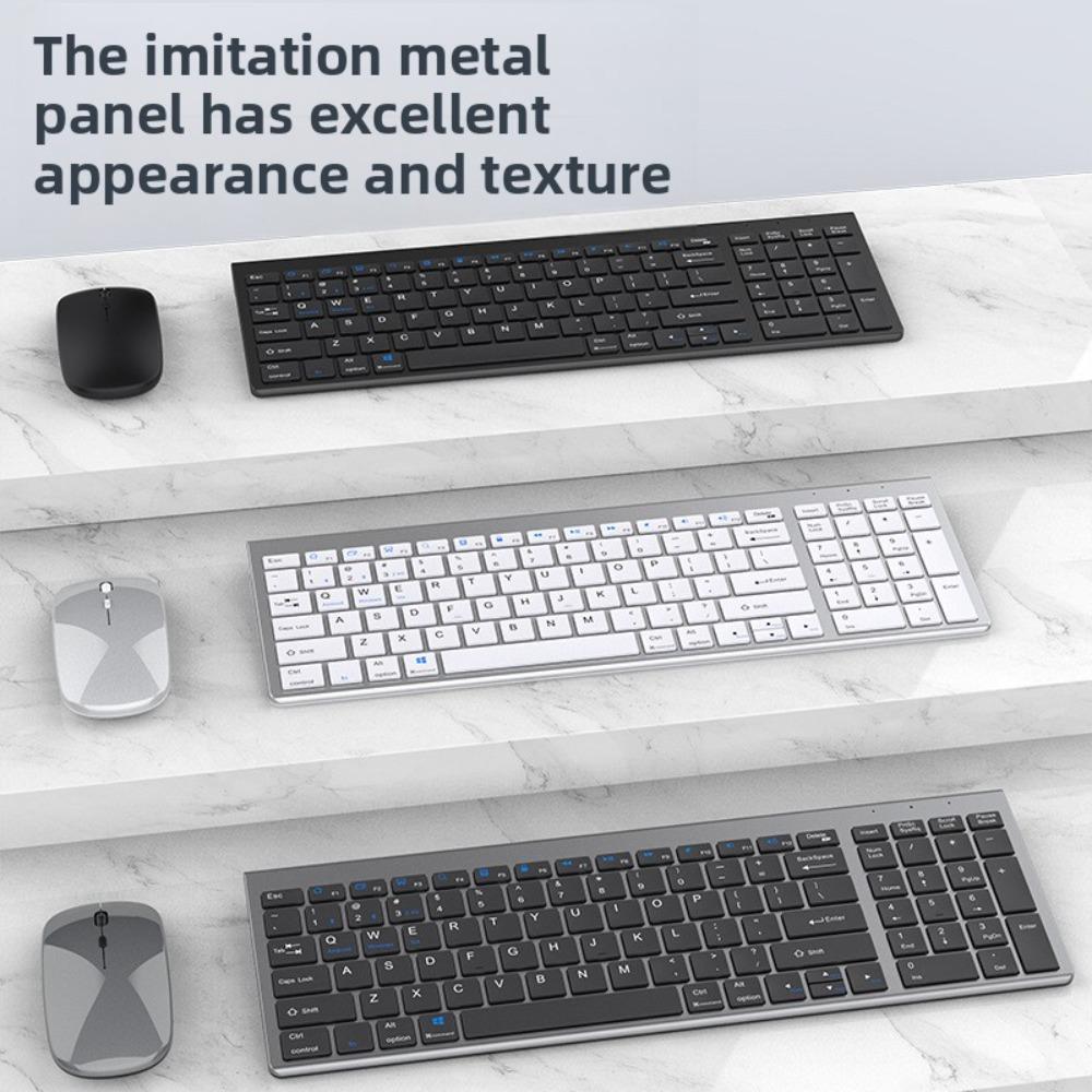 Rechargeable Wireless Bluetooth Keyboard Silent Type for iPad Laptop Desktop with Mouse Combo