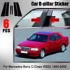 6PCS Fit For Mercedes-Benz C Class W202 1994-2000 Gloss Black Pillar Posts Car Door Window Pillar Moulding Trim Cover Sticker