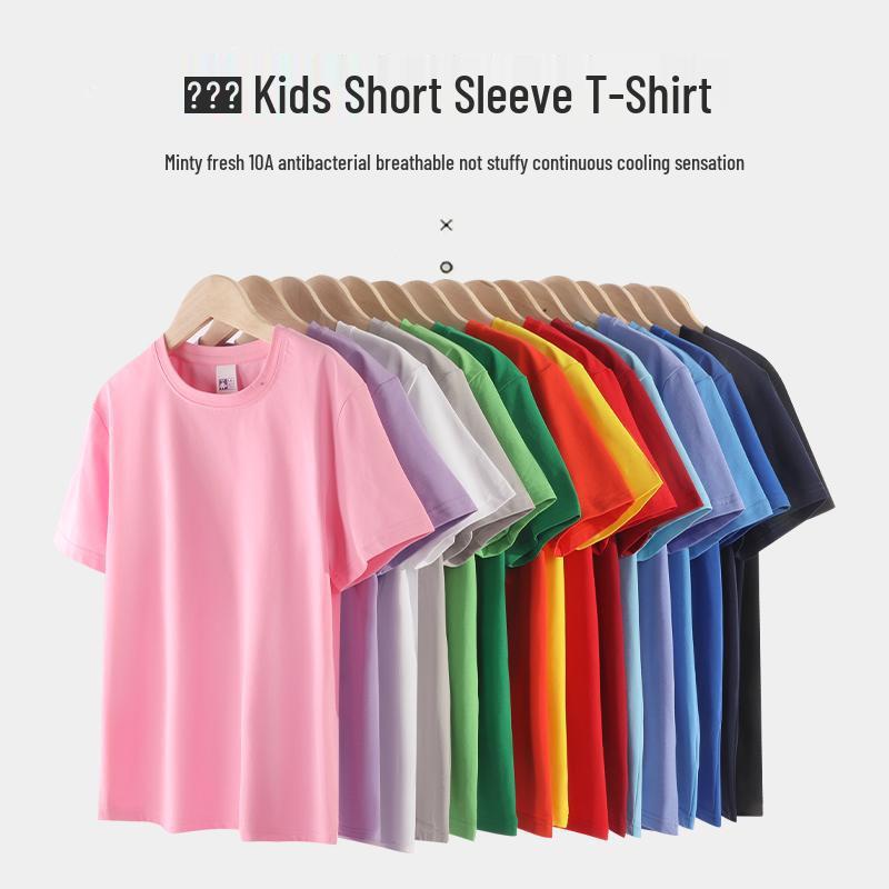 Summer Children's Cotton Short Sleeve Round Neck Loose-Fit School Uniform T-Shirt