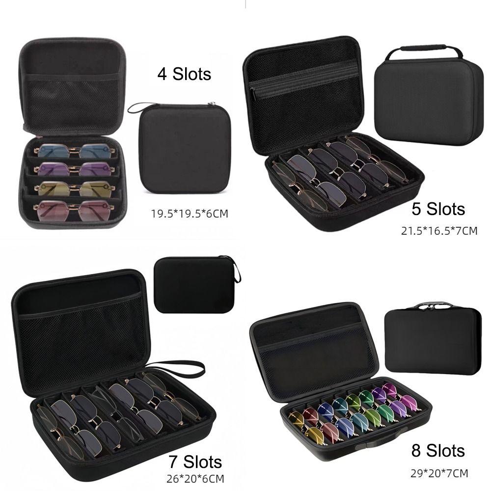 Portable Glasses Case 4/5/7/8 Slots Travel Sunglasses Organizer Sunglasses Cases  For Women Men