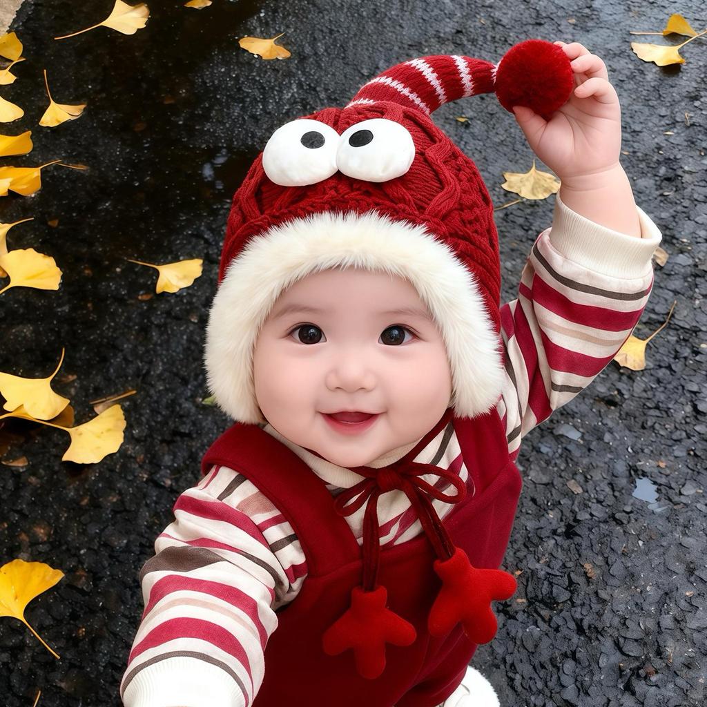 Unisex Children's Knit Wool Hat with Ear Protection - Autumn/Winter, Windproof and Plush