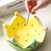 Creative Ceramic Watermelon Fruit Bowl with Fork for Home Living Room Fruit Plate Salad Bowl Cute Stainless Steel Fork