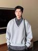 Men's Korean Style Two-Piece Patchwork Hoodie - Autumn/Winter Loose Fit, Solid Color, Versatile Design.