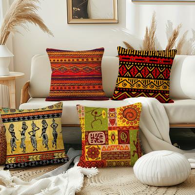 African Style Geometric Print Cushion Cover Pillowcase DoubleSided Printing Sofa Cushion Bedroom Bedside PillowCover
