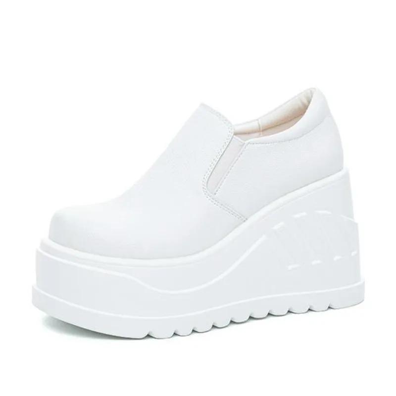 אופנה נעלי סניקרס פלטפורמה גבוהה 10 ס"מ חדשות 2025 עור אמיתי נעליים מגושמות לנשים קיץ נושמות נעליים לבנות סניקרס הליכה