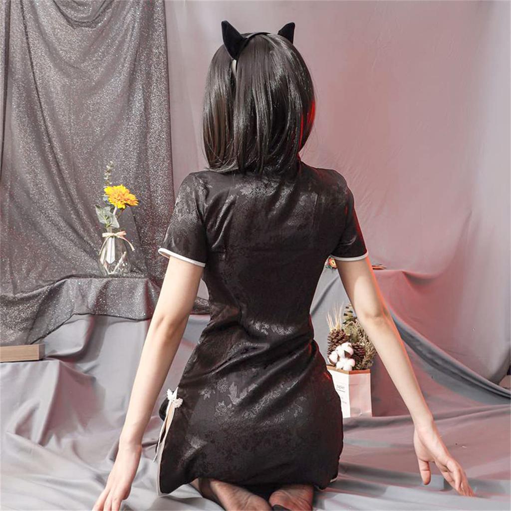 China Dress Full Set 2 Piece Set Sexy Floral Pattern One Size Fits Most Babydoll Cute Present Costume Clothes Costume Halloween Christmas