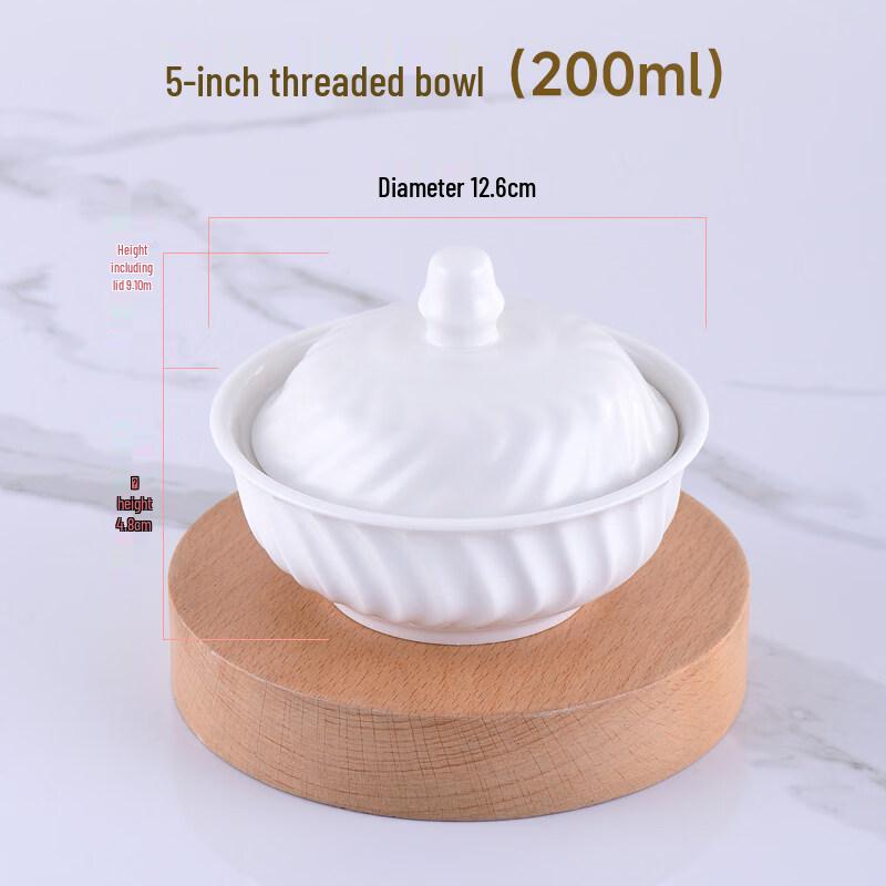 Pure White Ceramic Double Boiler Stew Bowls