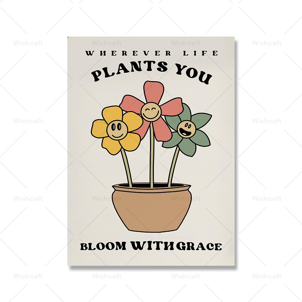 Christian Quote Wall Art Retro Flower Print Pink Encouraging Aesthetic Butterfly Canvas Painting Kids Room Home Decor Pictures