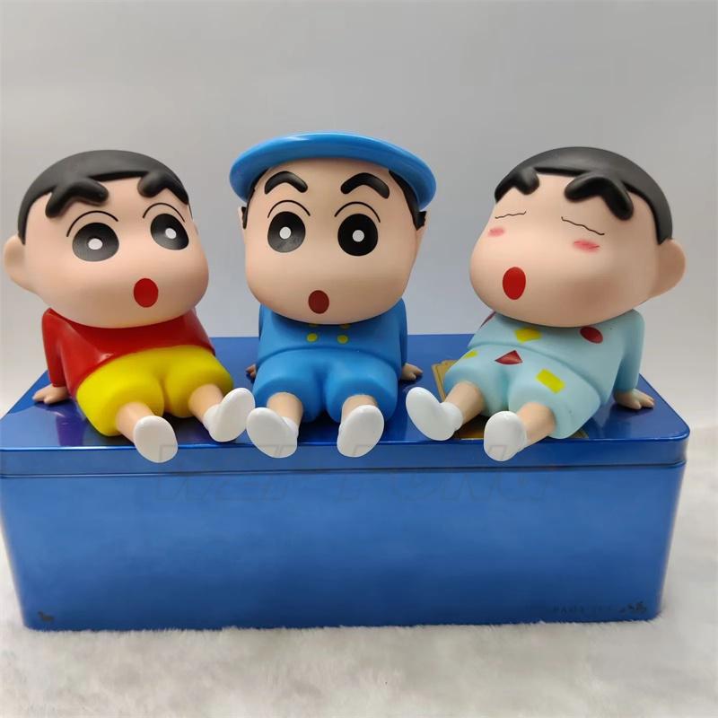 Crayon Shin-Chan Anime Figure Phone Holder Kawaii Desktop Ornaments Phone Support Mini Nohara Shinnosuke Decoration Toys Gifts