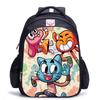 Zaino Scuola per Bambini, Testa Grande Gatto Blu Forrest Gump Scuola di Animazione, Tessuto Oxford Nero Resistente allo Sporco Grande Capacità.