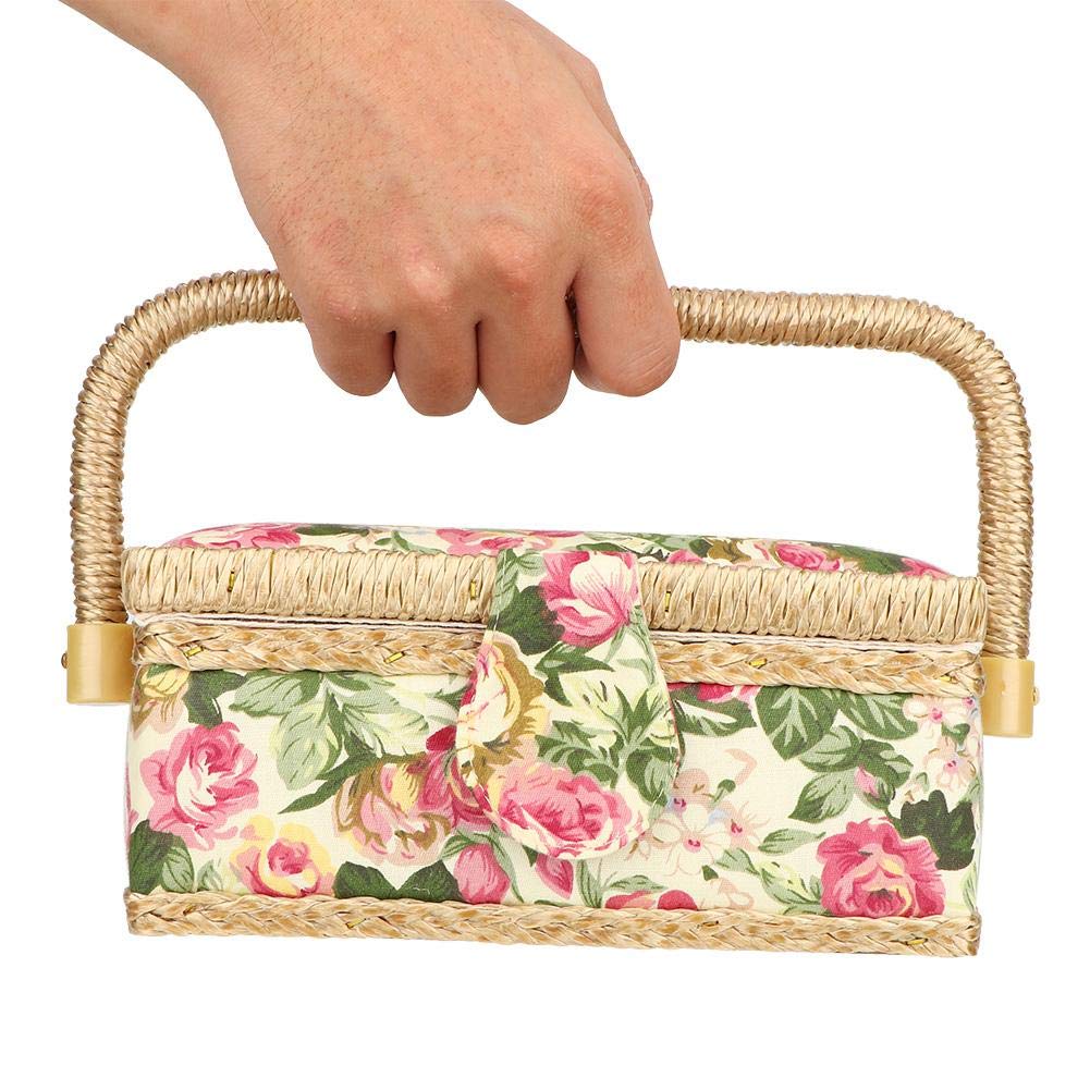 Sewing Sewing Storage Case for Sewing and Small Floral Large Hand Knitting Box, Needles, Thread, Kits, Scissors, Items, Pattern, Capacity, Portable,