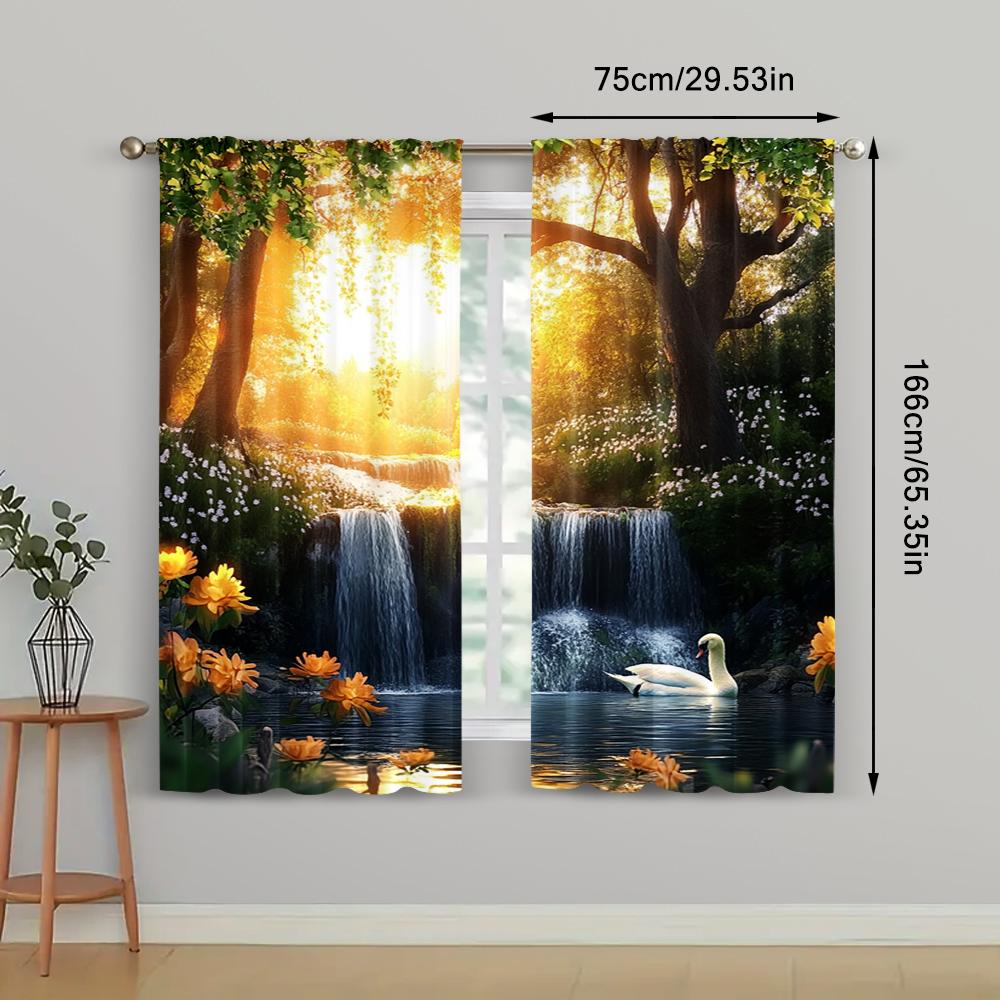 2pc,  Drapes Nature Scenery Versatile Fabric,Without Electricity Family Party Decoration for Holiday Decorations