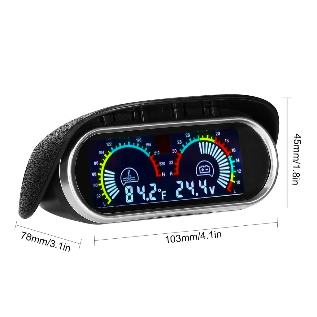 2 in 1 Car Water Temperature Meter Voltmeter LCD Digital Display with Alarm 1 8NPT Sensor for Car Truck SUV RV