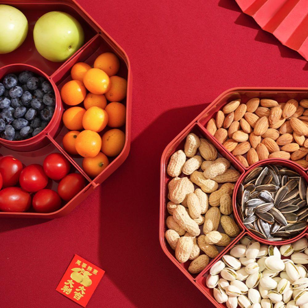 Multi-layered Spring Festival Nuts Tray Octagon Dried Fruits Plate  Living Room