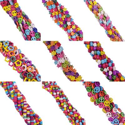 Bunt sortierte türkisfarbene Perlen, Sternschädel, Schildkröte, 1 Perlenkette für DIY-Armbänder, Ohrring-Zubehör