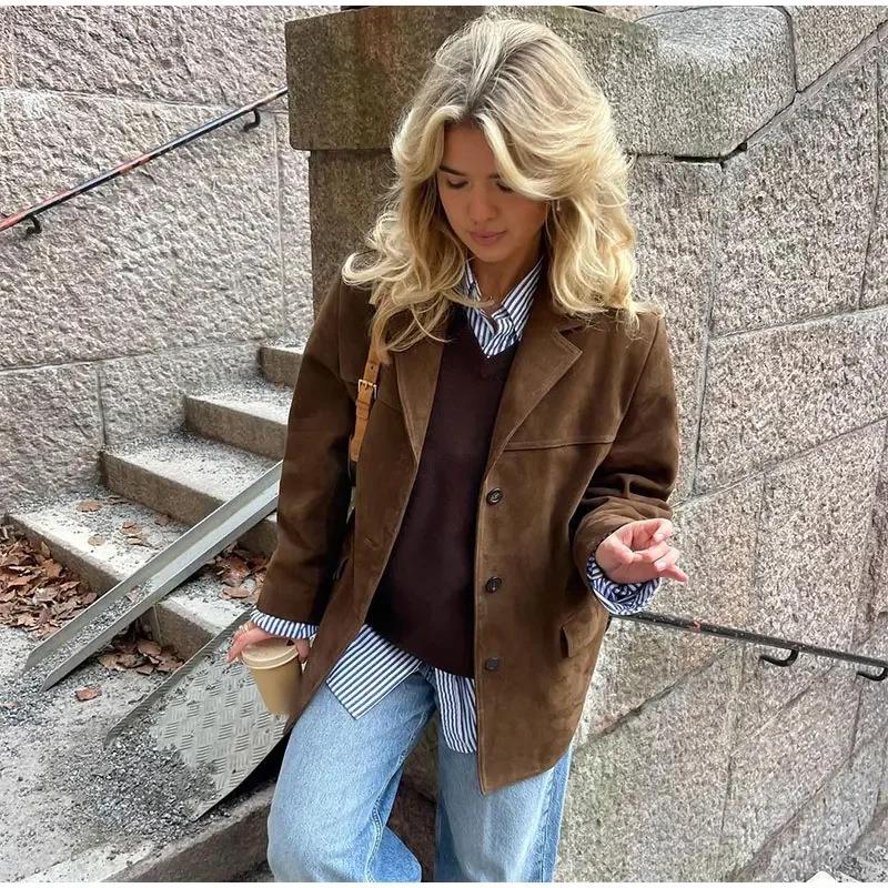 European-American Women's Retro Suede Jacket - Hot-Selling Casual Fashion