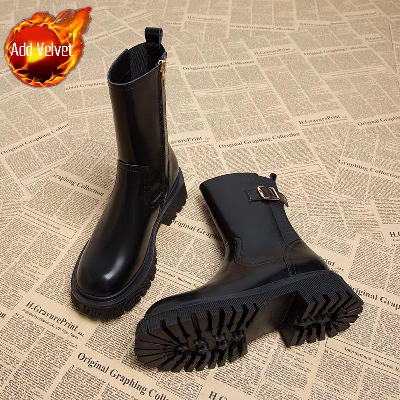 Fashion Leather Woman Short Shoes Warm Fleece-Lined Autumn Winter Booties Hot Chic and Elegant New Rock Goth In Pu Ankle Boots for Women