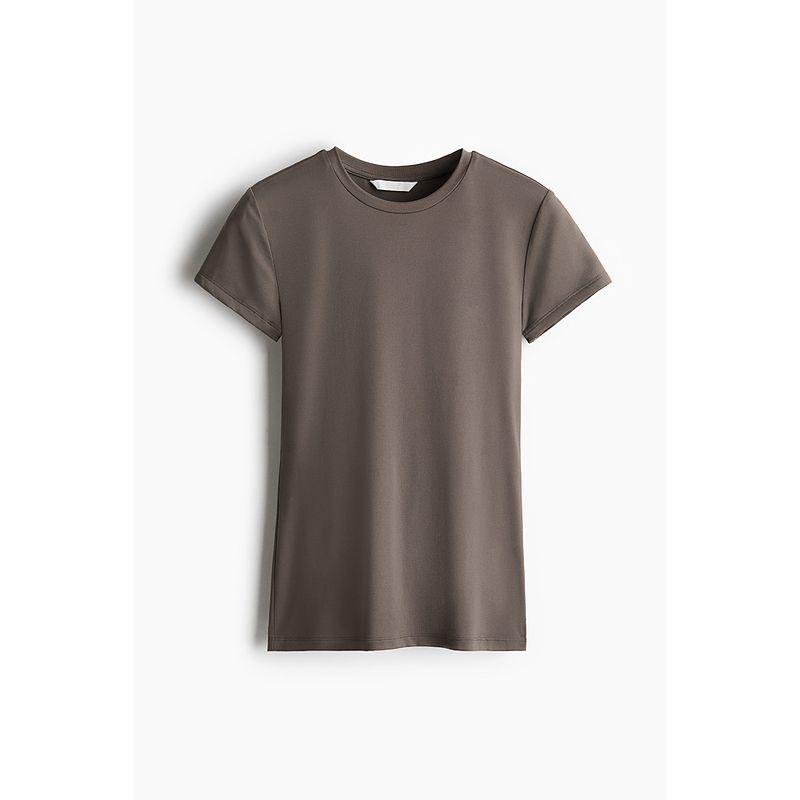 

HM Women s t-shirt 2025 Summer New Women s Slim fit T-shirt 1142908 Dark gray 155/76(XXS)