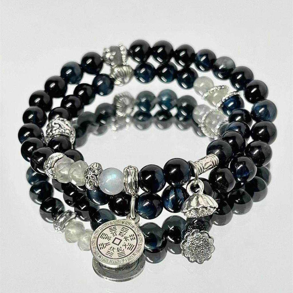 New Chinese Retro Double-Layer Bracelet for Women, Unique Design, Ancient Style Fashion, Shangui Flower Coin Hand String for Men
