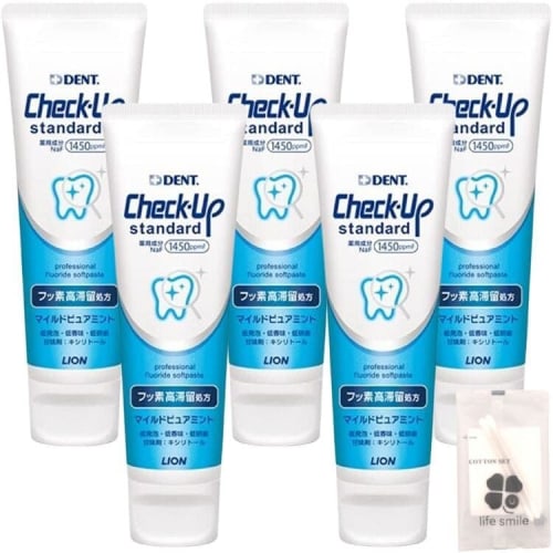 

[Set of 5] Dent Check-Up Standard 135g Fluoride 1450ppm with Original Cotton Pad Set