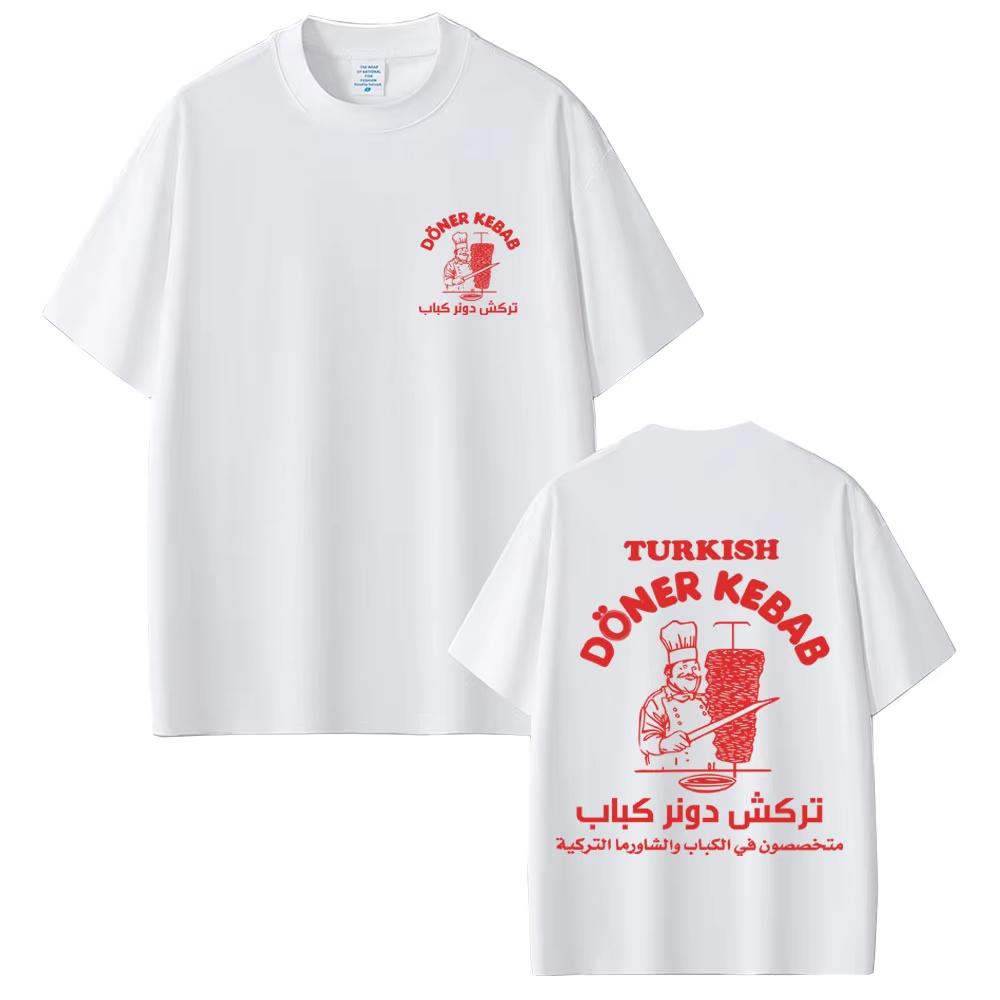 Turkish Doner Kebab Funny Graphic Tshirt Unisexs Pure Cotton Short Sleeve Tshirts Gothic Harajuku Summer Unisex Streetwear
