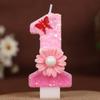Sequin Pink Flower Butterfly Numbers Birthday Candle Cake Party Decoration One Year Old Handmade Candles 0-9