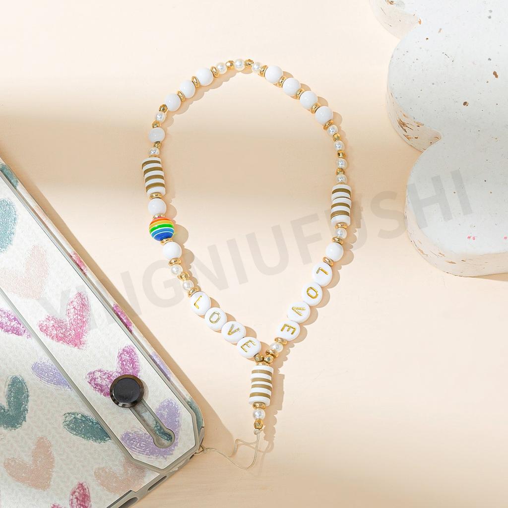 Bohemian women's short anti-lost mobile phone lanyard fashionable personalized beaded mobile phone chain lanyard