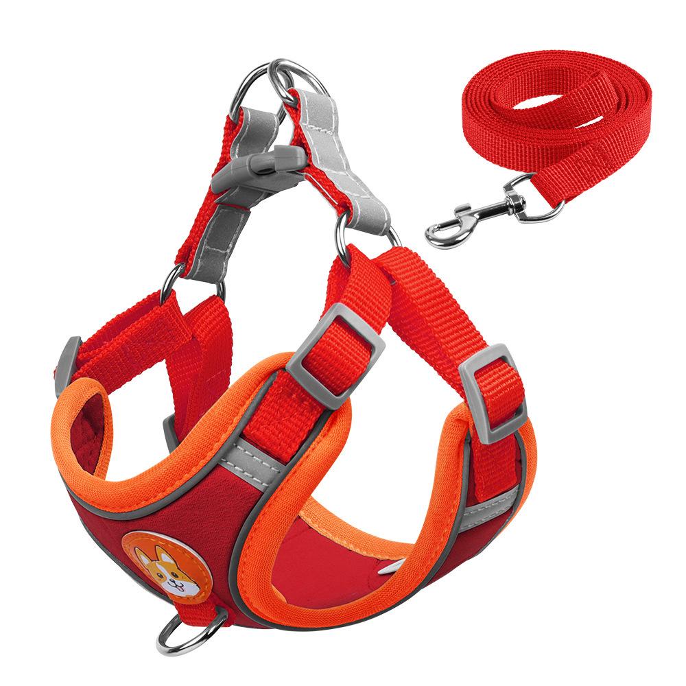Reflective Vest-Style Dog Harness & Leash for Small Breeds