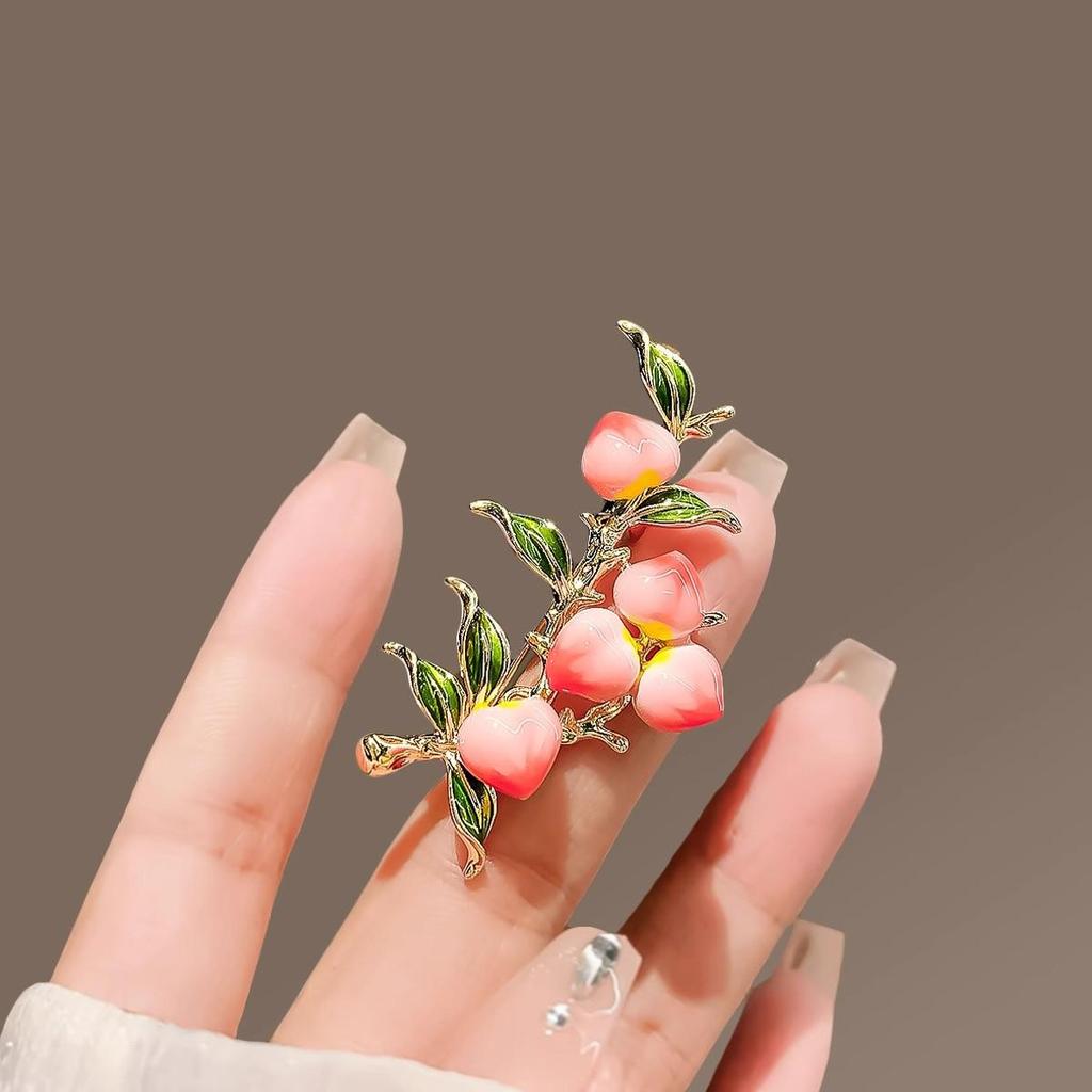 Spilla Fiore di Pesco: Elegante Spilla da Donna Ramo di Pesco Miele Corsage alla Moda Accessorio