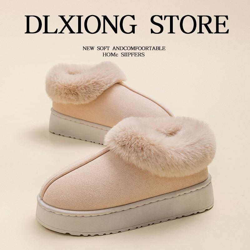 Bag Heel Cotton Slippers Women Autumn and Winter Fleece Thickened Warm Thick-soled Outer Wear Non-slip Couple Plush Snow Boots
