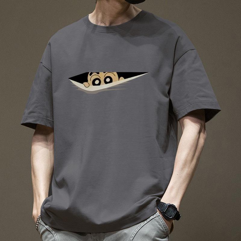 Men's Cotton Short-sleeved Printed Crew Neck Top Loose T-Shirts Men’s
