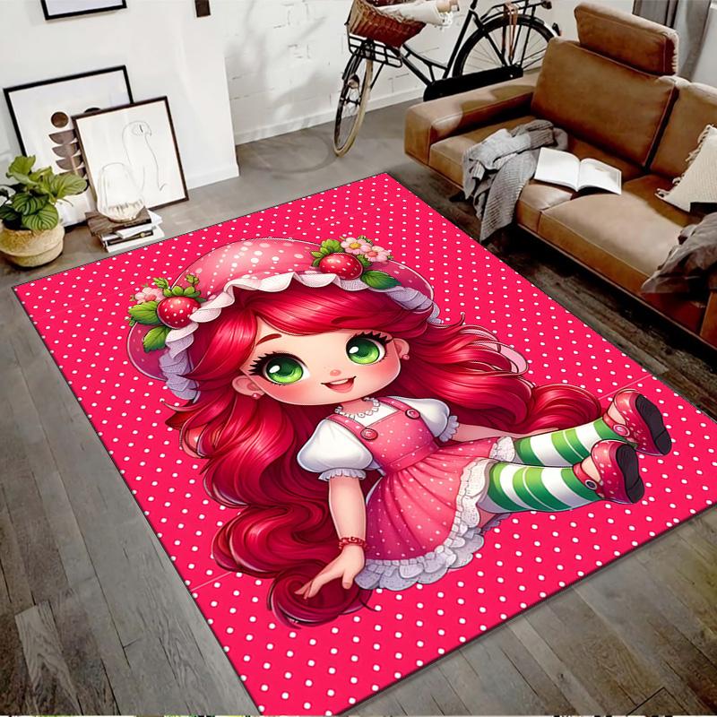 1pc Strawberry Princess6 Design Printed Area Rug Carpet for Bedroom Living Room Home Decor Rugs Mat Non Slip Mat Rug for Bedside