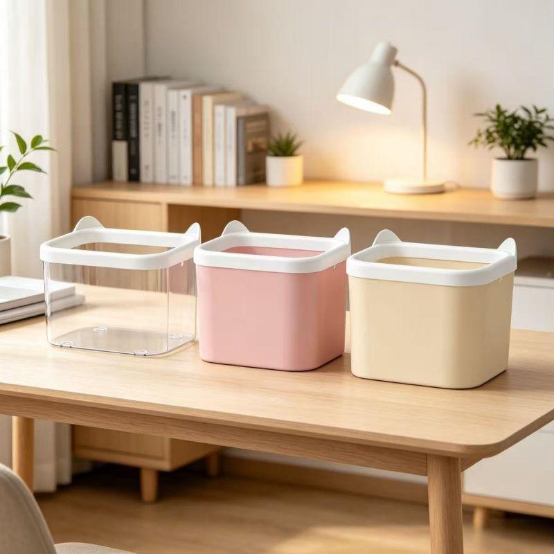 Cute Cat Ear Desktop Storage Bins Durable Construction Multi Color Options For Organizing Desk Sundries Stationery