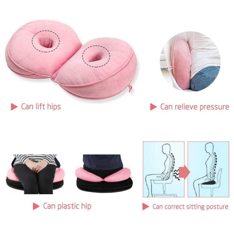 Home Office Dual Comfort Cushion Lift Hips Up Seat Cushion Multifunction For Pressure Relief Fits In Car Seat