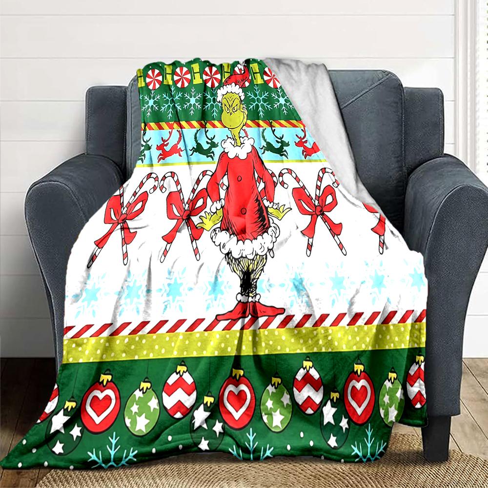 Christmas Grinch Decorations Blanket Soft Throw Blanket For Home Bedroom Bed Sofa Travel Office Solid Christmas Blanket