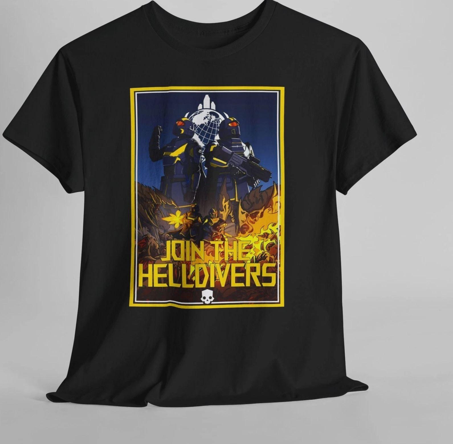 Helldivers 2 Unisex T-Shirt Gamer Tee Video Game Shirt Gaming Top Graphic XL