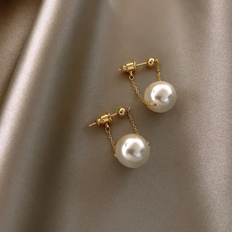 Stainless Steel Simple Elegant Small Pearl Pendant Earrings For Woman Fashion  Party Ladies' Unusual Dangle Earrings Acce
