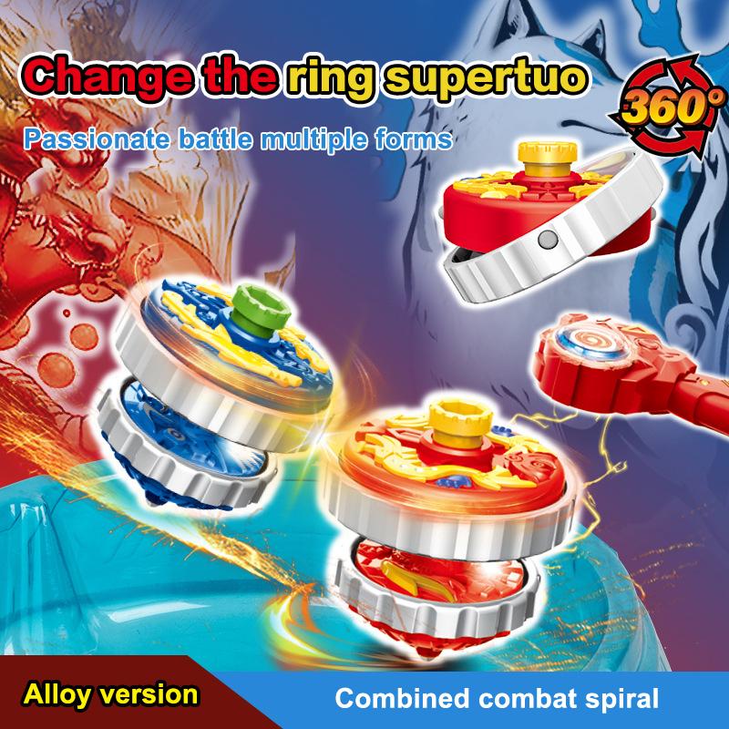 1 Set Magic Glitter Spinning Top Kids Xmas Birthday Gift Luminous Combat Gyroscope Alloy Combination Light Drawstring Gyro