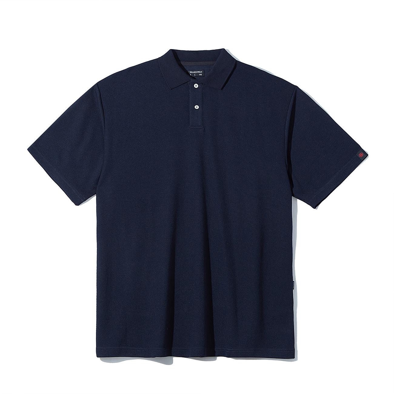 Crown Basic Open Polo Collar Knit Shirt (Navy) L