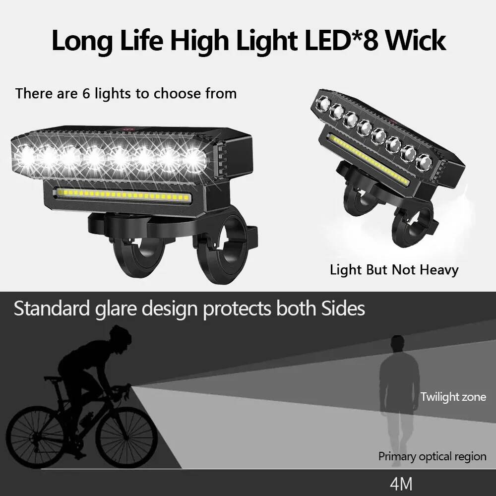ESLNF Charging Bike Flood 5/8 Horn With Bright Bicycle Speaker USB Road High LED Front Bell Light2