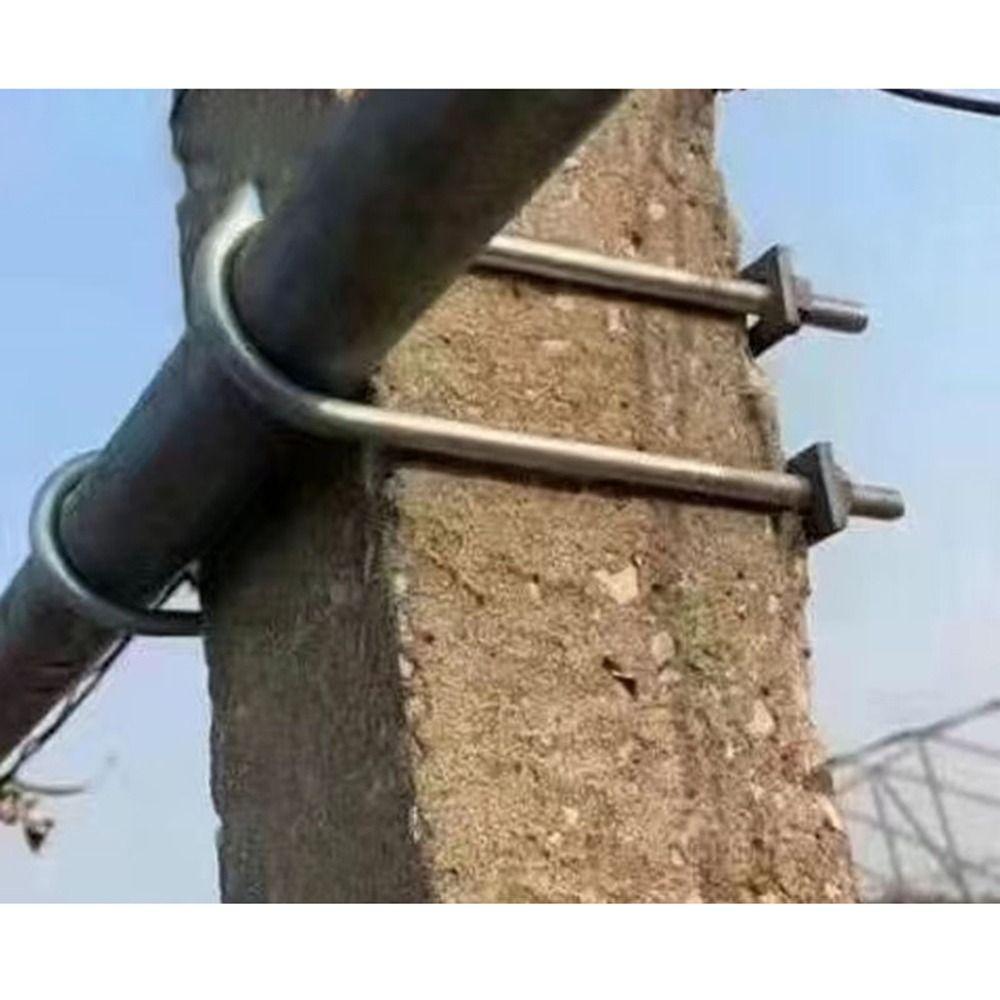 1Pcs Durable Galvanized Q235 Carbon Steel M8 Round Tube Clamp With Baffle Screws Round Bolt Pipe U-clamp for Round Tube