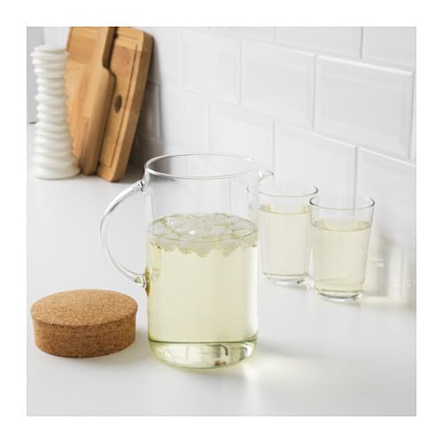 IKEA 365+ Water Pitcher with Lid, Clear Glass, Cork, 30279722