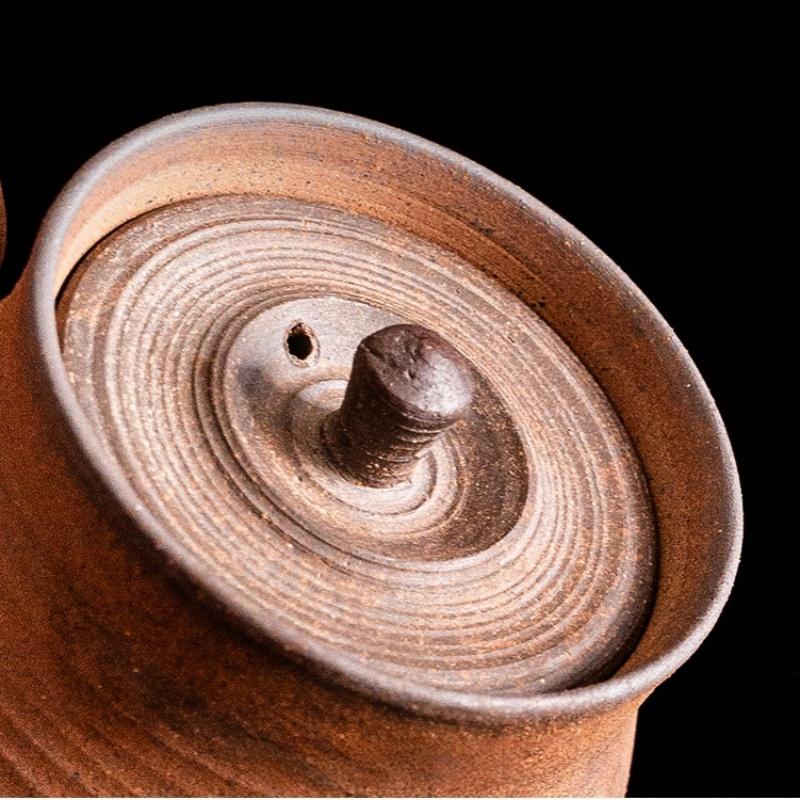 150ML Old Rock Mud Coarse Pottery Straight Tube Teapot Retro Ceramic Tea Brewing Pot Kung Fu Teapot Tea Kettle Tea Ceremony