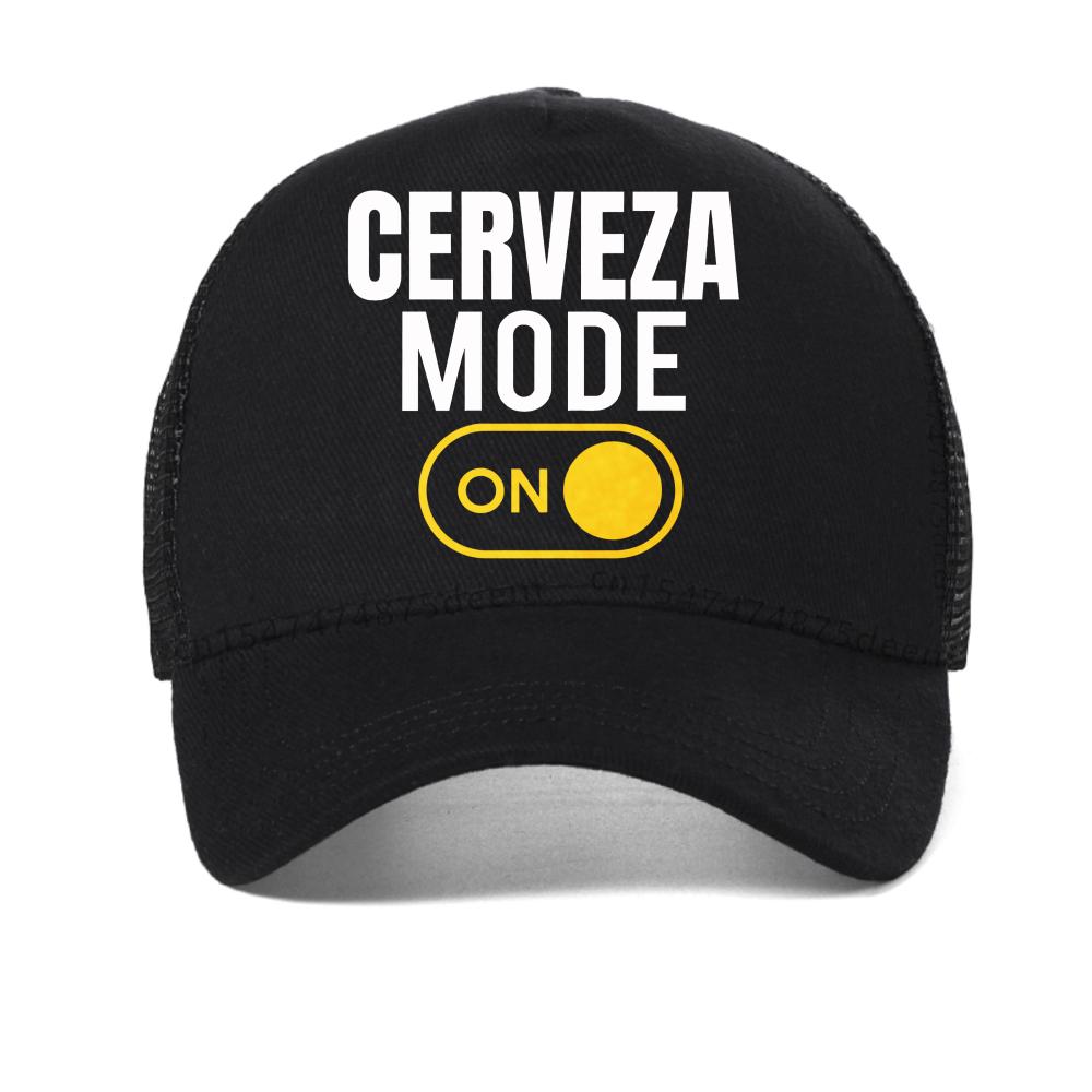 CERVEZA MODE ON T-Shirt Herren Spanischer Humor Bierliebhaber Kappe verstellbare Baseballkappen Outdoor Sommer Netz atmungsaktiv Sonnenhüte