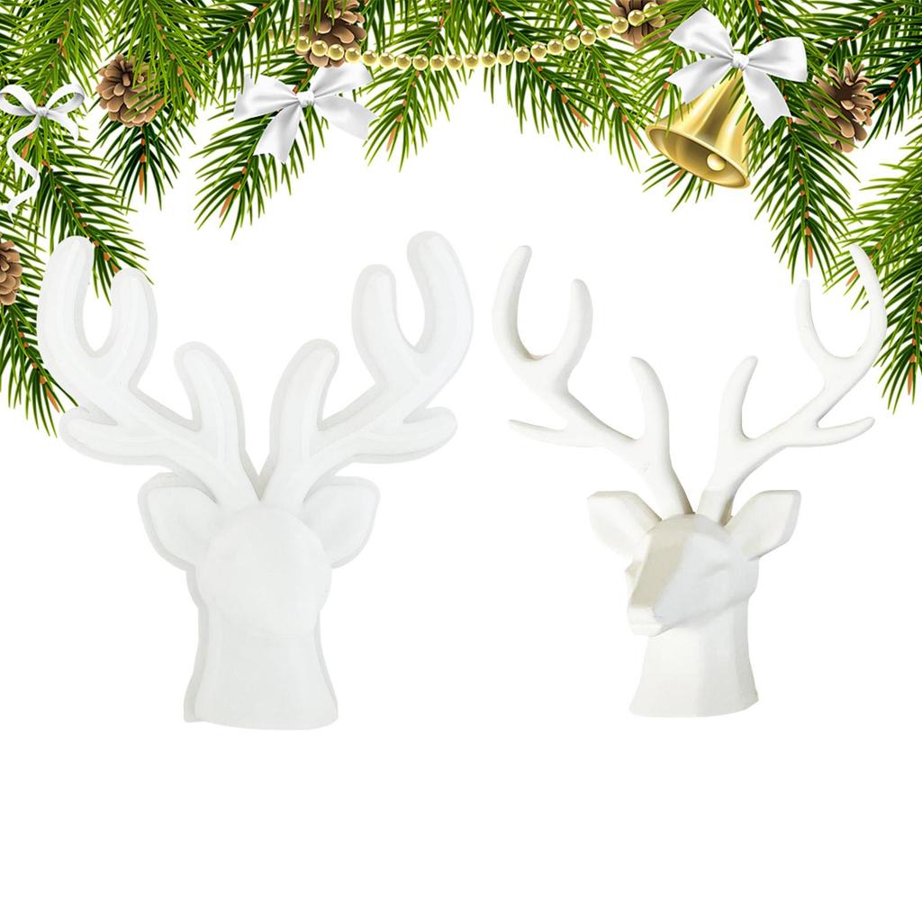 DIY 3D Deer Head Resin Mold Christmas Deer Head Cake Decoration Molds Silicone Epoxy Resin Mould Gypsum Ornament Mold