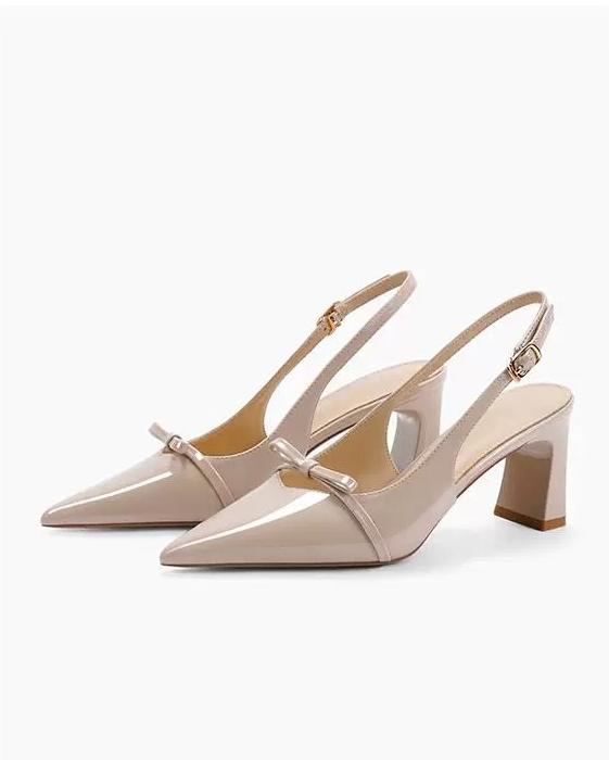 2025 Summer Fashion Sandals Women Pointed Toe Shallow Low Heels Shoes Ladies Elegant Outdoor Slingback Single Shoes Bow Shoes