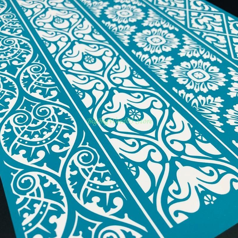 24TE Винтажный Кружевной Самоклеящийся Трафарет для Шелкографии Сетчатые Переводки DIY Футболка CN